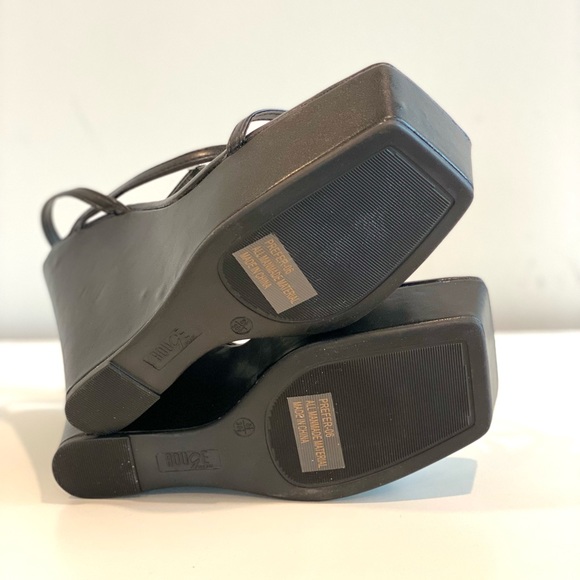 Black Wedge Sandals with Platform and Ankle Strap size 8 - Picture 12 of 15